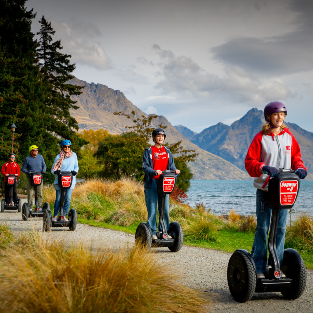 Segway Queenstown tour guests gliding lakeside