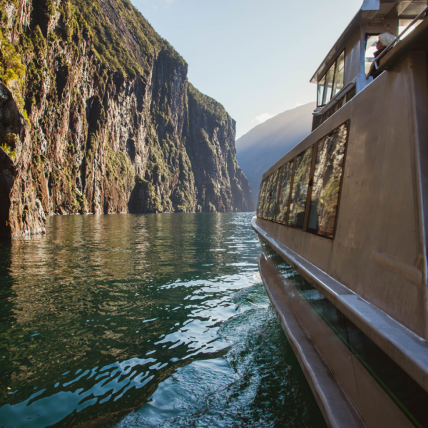 Milford Sound Coach Cruise Fly tour Mitre Peak view